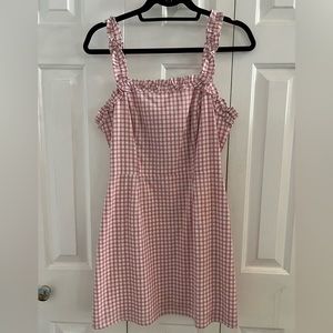 Adorable Lost and Wander pink ruffled gingham checkered dress size small